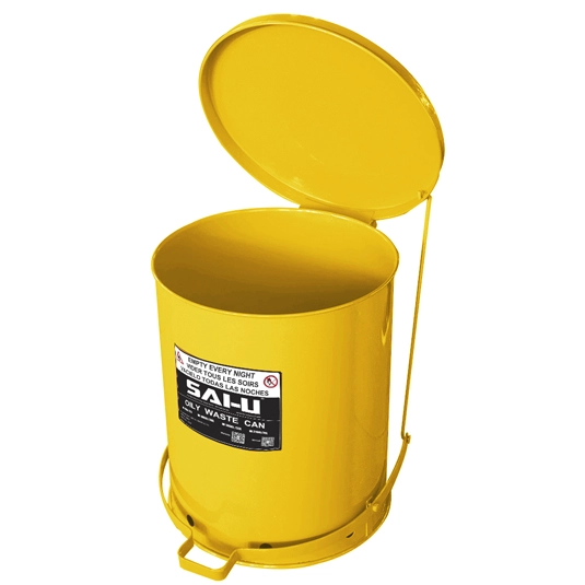 유성 폐기물 캔에서 어떤 재료를 폐기 할 수 있습니까?